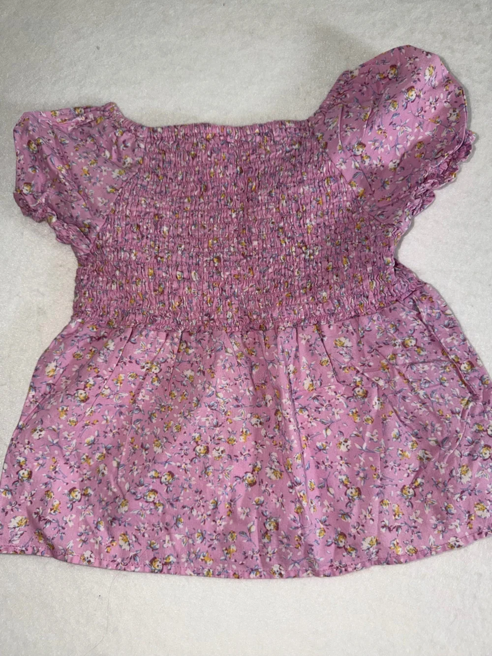 OshKosh B'gosh Pink Floral Smocked Peplum Top
